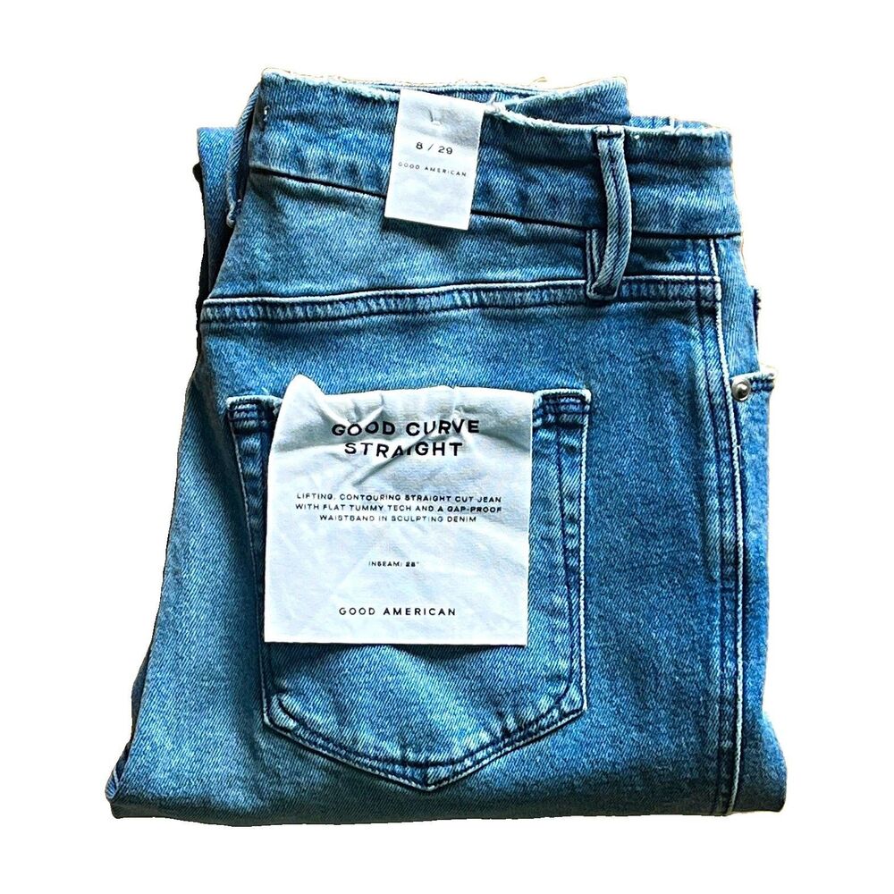 Good American Good Curve Straight Jeans Women’s 8 (29) Blue High Rise
